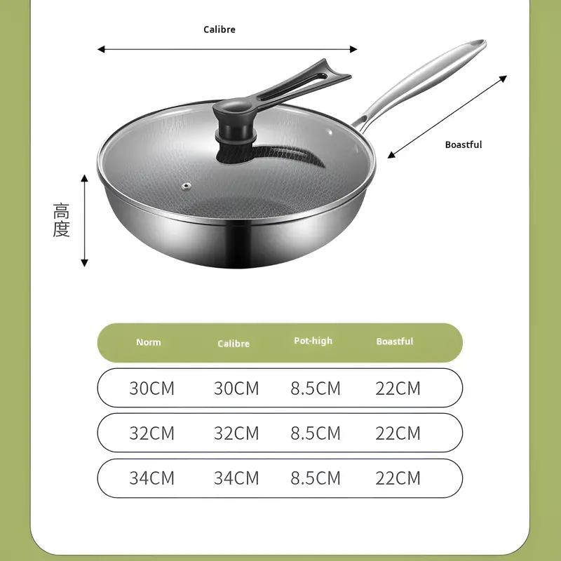 Stainless Steel Frying Pan Wok Non-stick Cooking Honeycomb Steak Gas Stove Pot Induction General Saucepan Kitchen Cookware