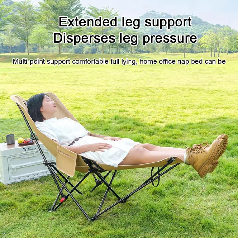 Camping Portable Recliner Mop Legs Outdoor Folding Chair Moon Recliner Loadbearing Backrest Chair 3 Position Adjustable Chair