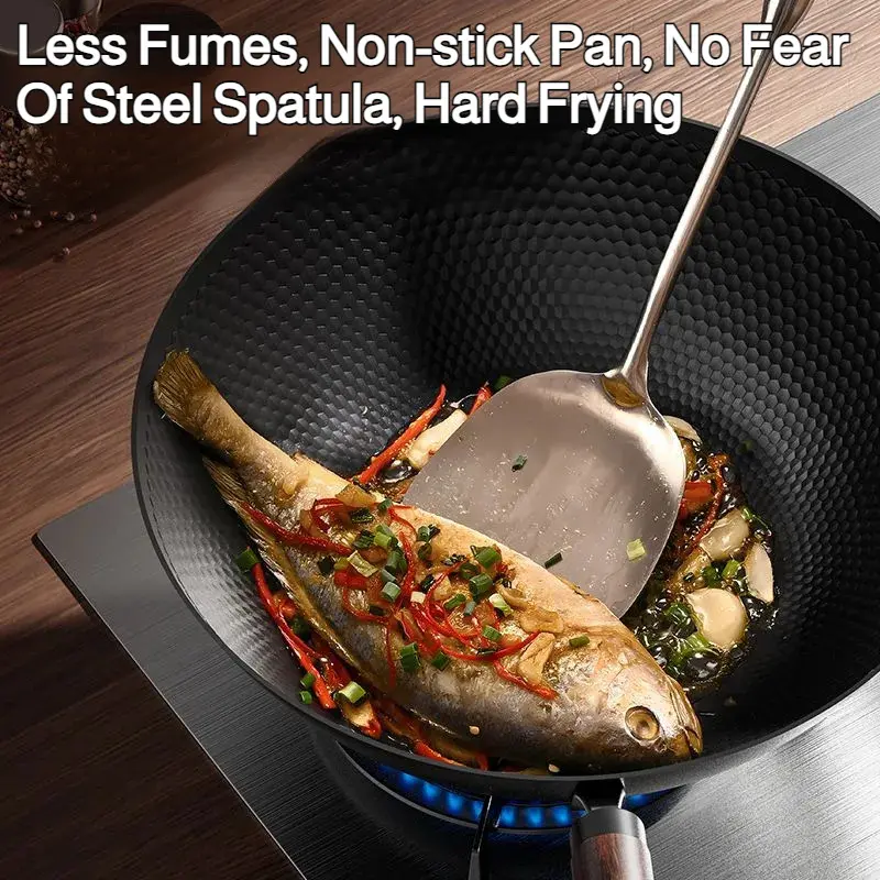 Uncoated Iron Skillet Flat Healthy Frying Pan Dragon Scale Stainless Steel Frying Pan Universal Stovetop Skillet Flat Frying Pan