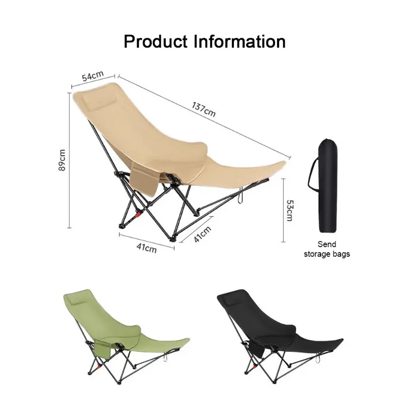 Camping Portable Recliner Mop Legs Outdoor Folding Chair Moon Recliner Loadbearing Backrest Chair 3 Position Adjustable Chair