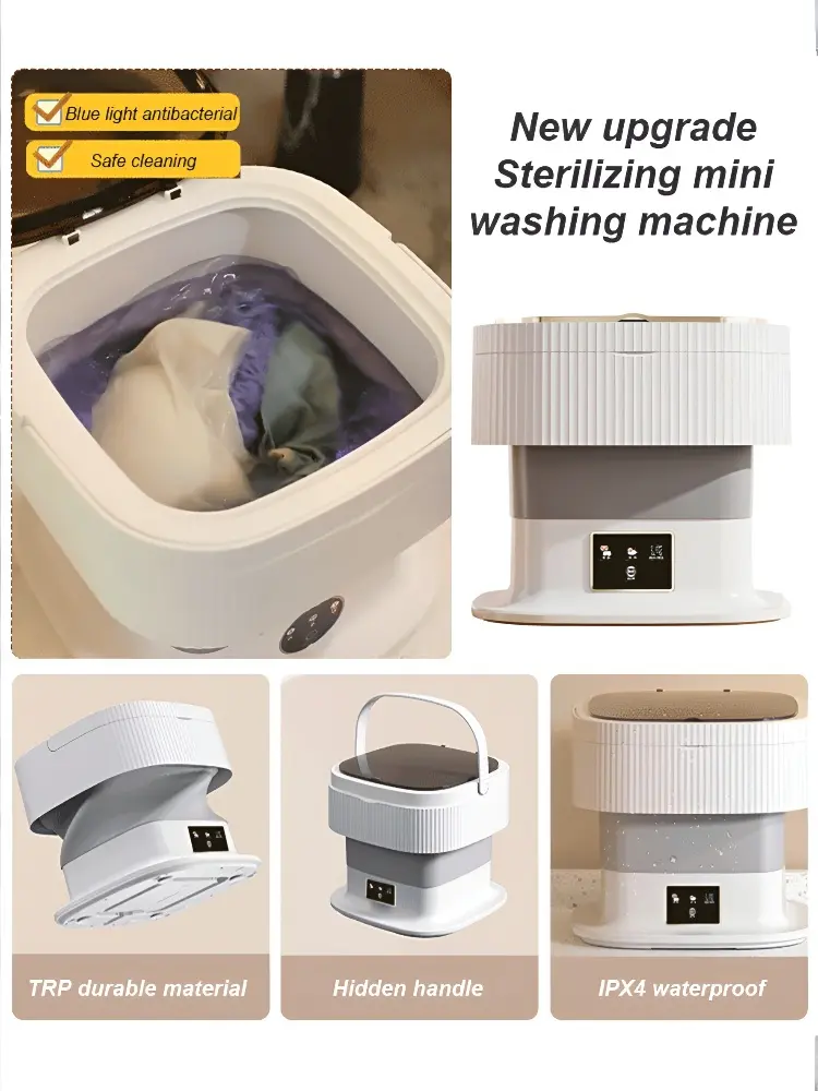 12L Large Capacity Fully Automatic Mini Folding Washing Machine Mini Washing Machine with Spin-dry Function Portable Washing