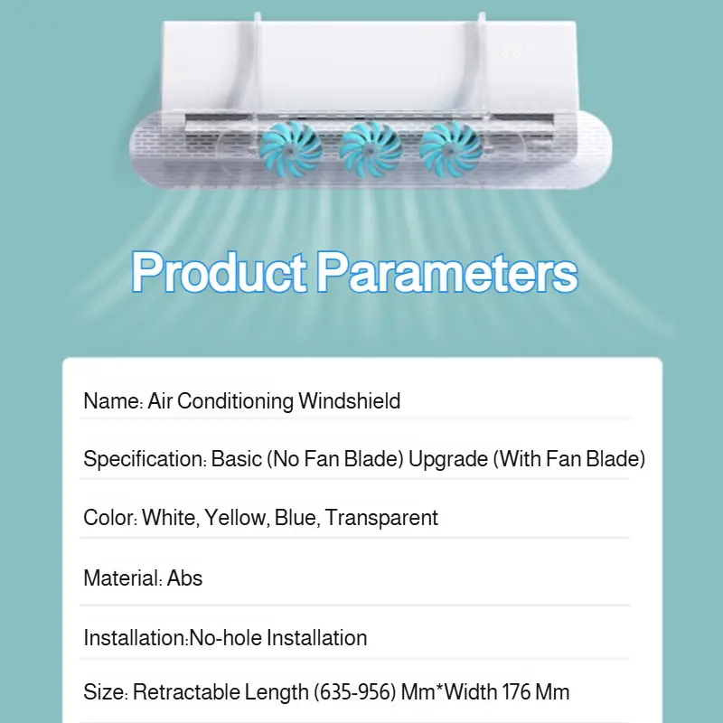Air Conditioner Windshield Anti Direct-Blow Air Conditioning Windshield Device 95*18cm Adjustable Retractable Universal