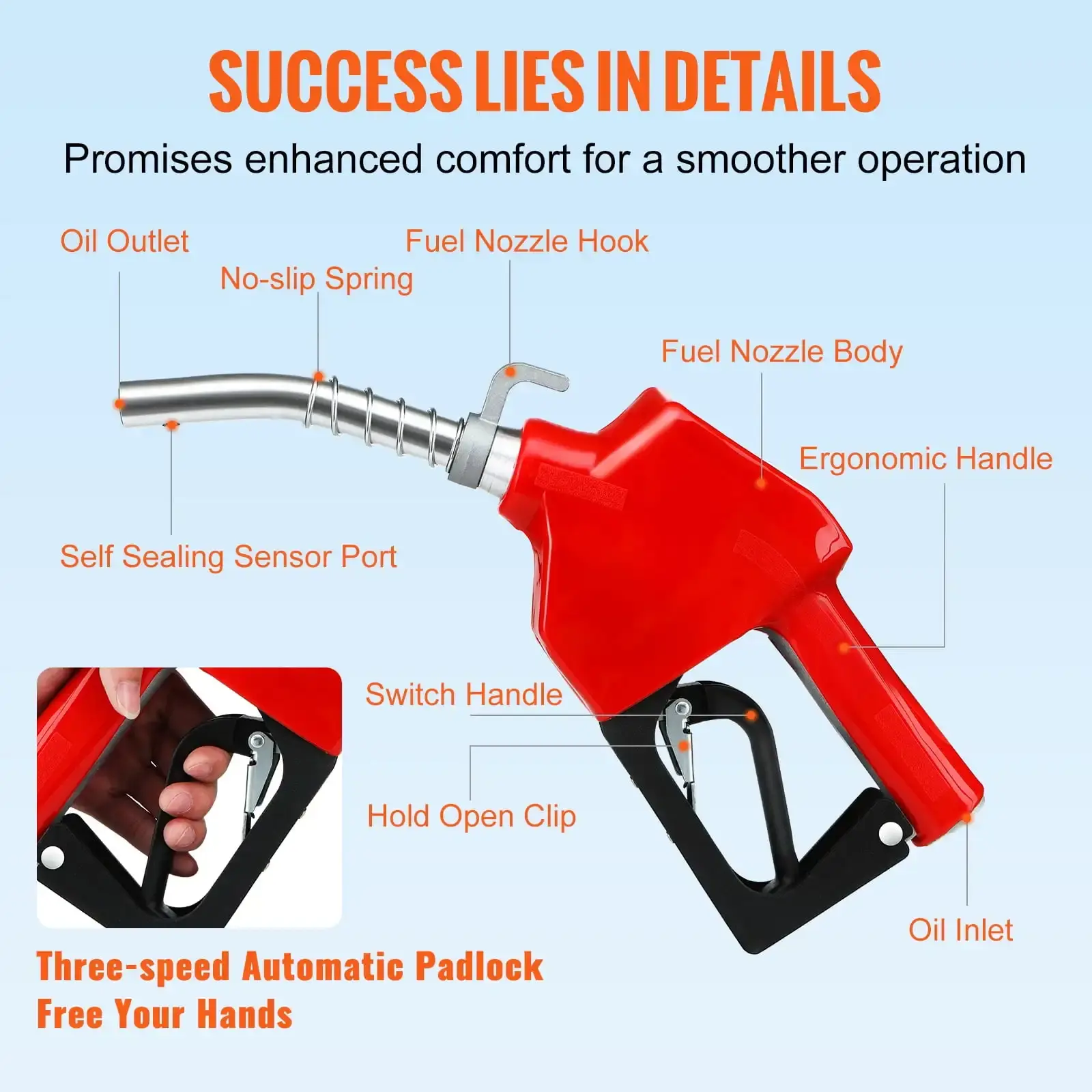 Automatic Fuel Nozzle Shut Off Fuel Refilling 3/4" NPT 15/16" Spout Diesel