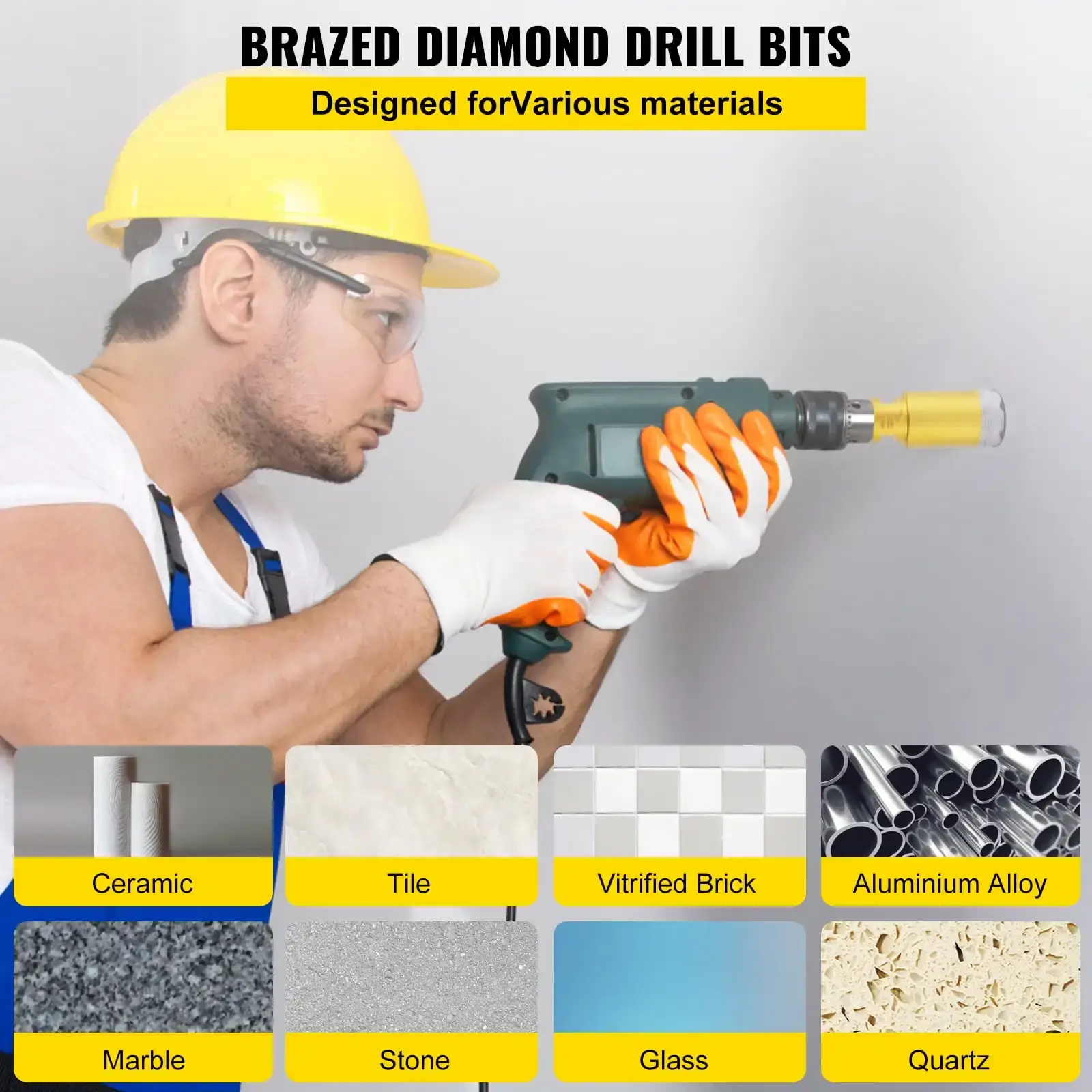 Diamond Drill Bits 7PCS Diamond Hole Saw 20/27/35/55/68mmTile Hole Saw Kit Vacuum Brazed Drill