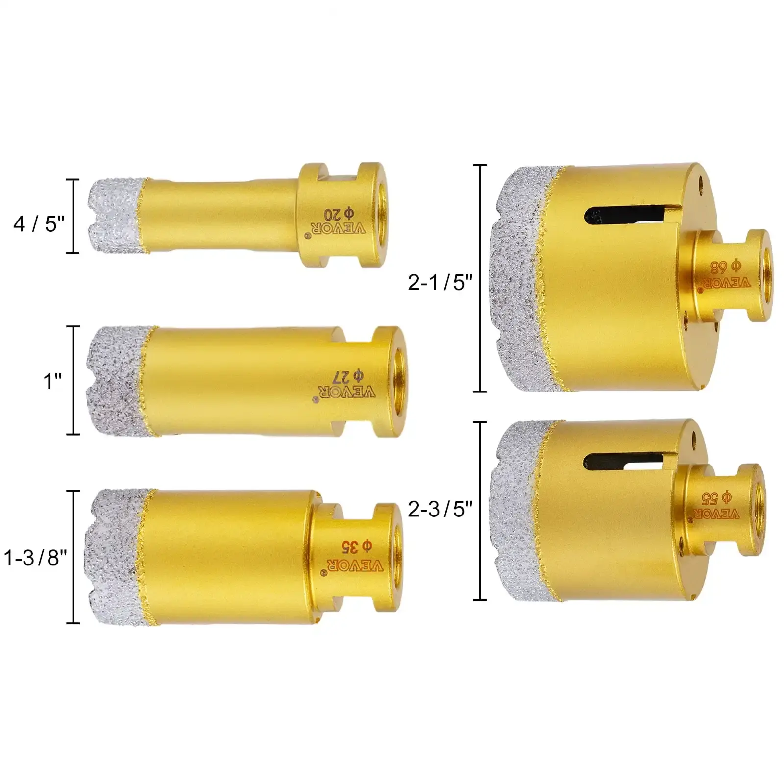 Diamond Drill Bits 7PCS Diamond Hole Saw 20/27/35/55/68mmTile Hole Saw Kit Vacuum Brazed Drill