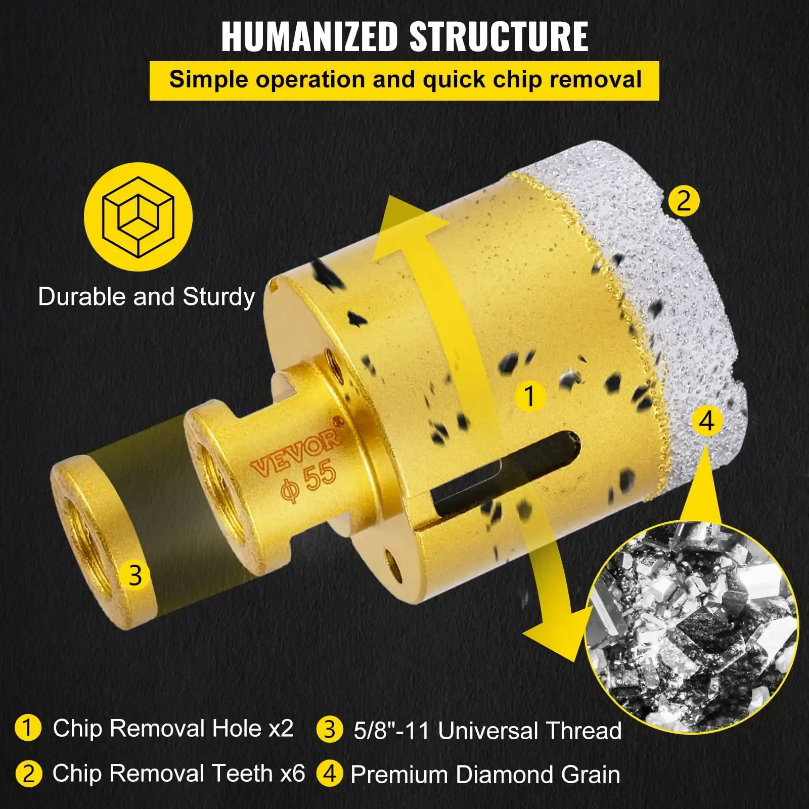 Diamond Drill Bits 7PCS Diamond Hole Saw 20/27/35/55/68mmTile Hole Saw Kit Vacuum Brazed Drill