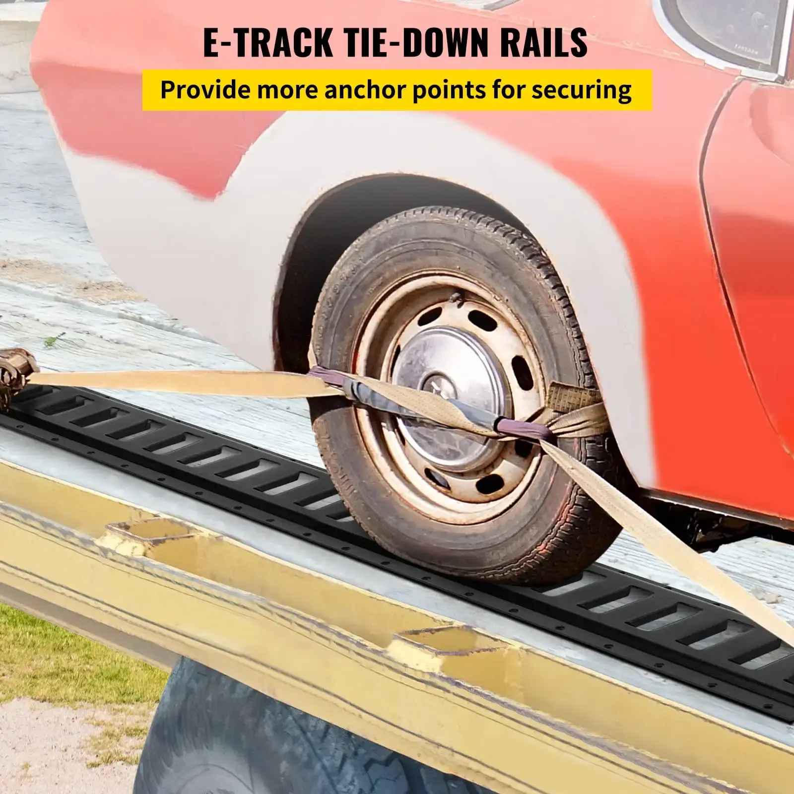 E-Track Tie-Down Rail, 6Pcs 5-ft Steel Rails w/ Standard 1"x2.5"Slots, Compatible with O and D Rings&Tie-Offs and Ratchet Straps