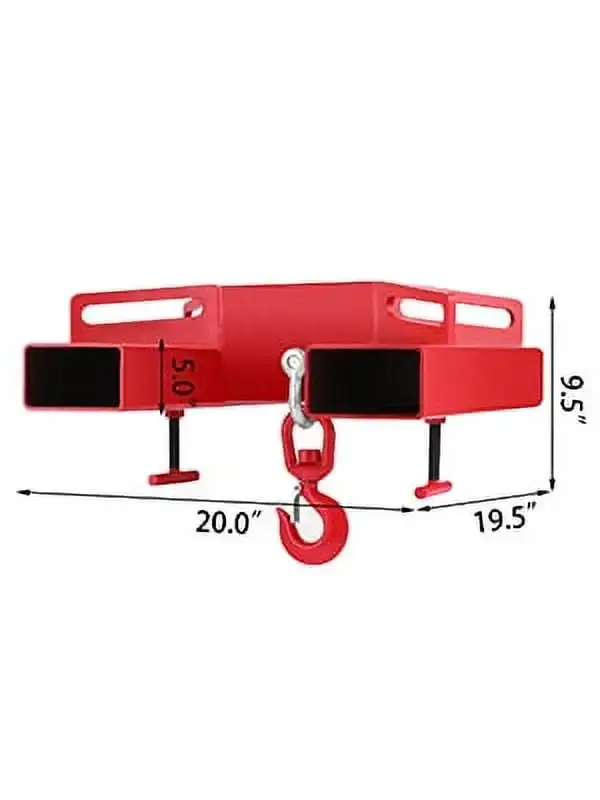 Forklift Lifting Hook, 6600lbs Capacity Forklift Lifting Hoist, Red Forklift Mobile Crane with Swivel Hook and Two Large T-Screw