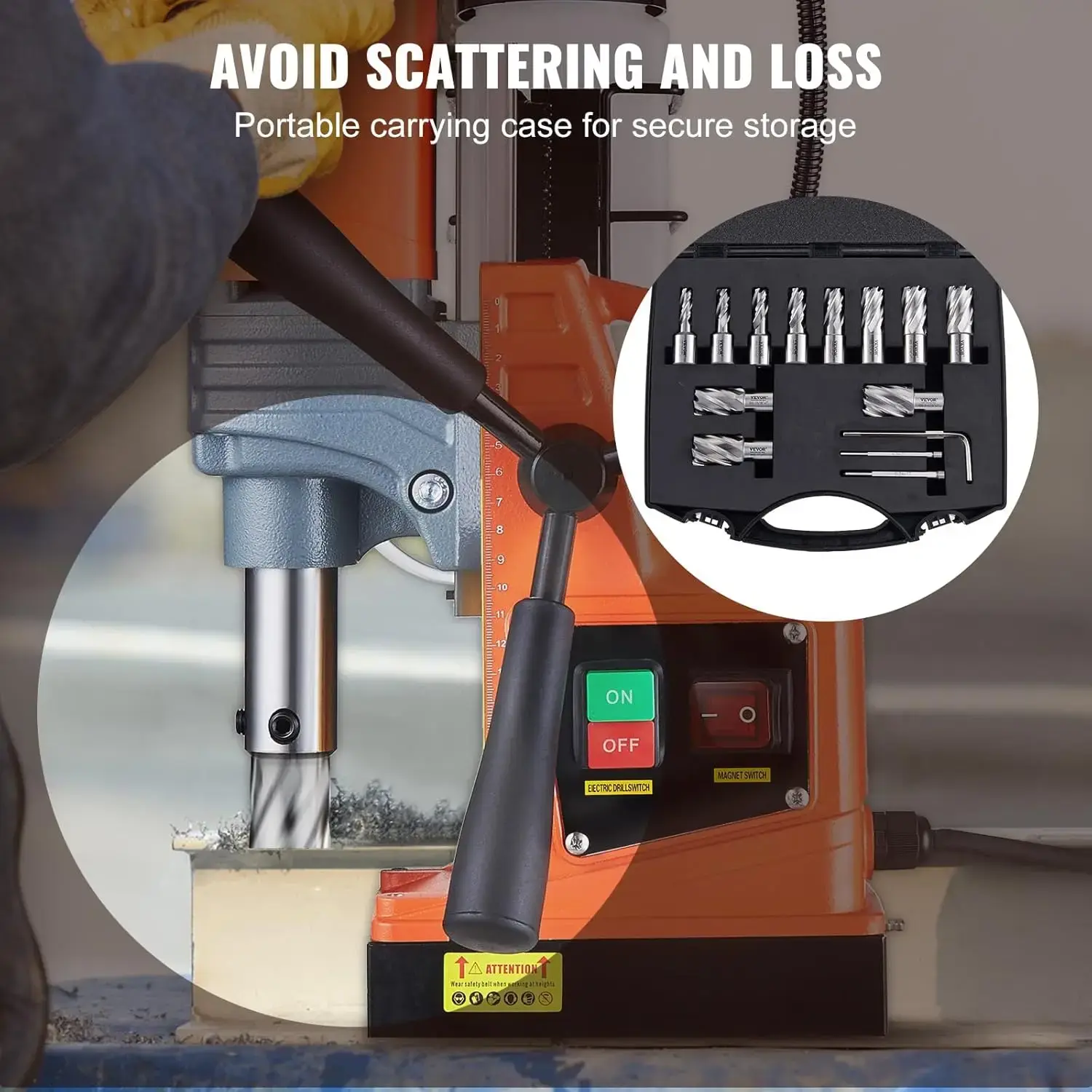 Annular Cutter Set, 13 pcs Weldon Shank Mag Drill Bits, 1" Cutting Depth, 7/16" to 1-1/16" Cutting Diameter