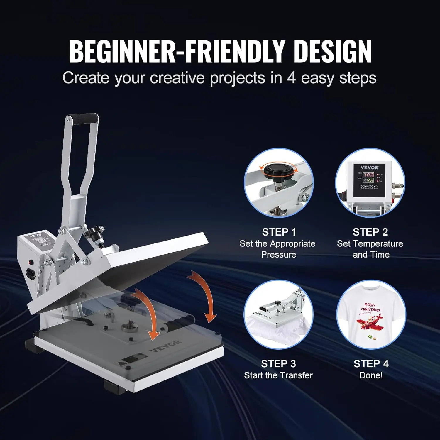 15x15 Heat Press Machine, Fast Heating, High Pressure Heat Press Machine, Power Digital Industrial Sublimation Printer