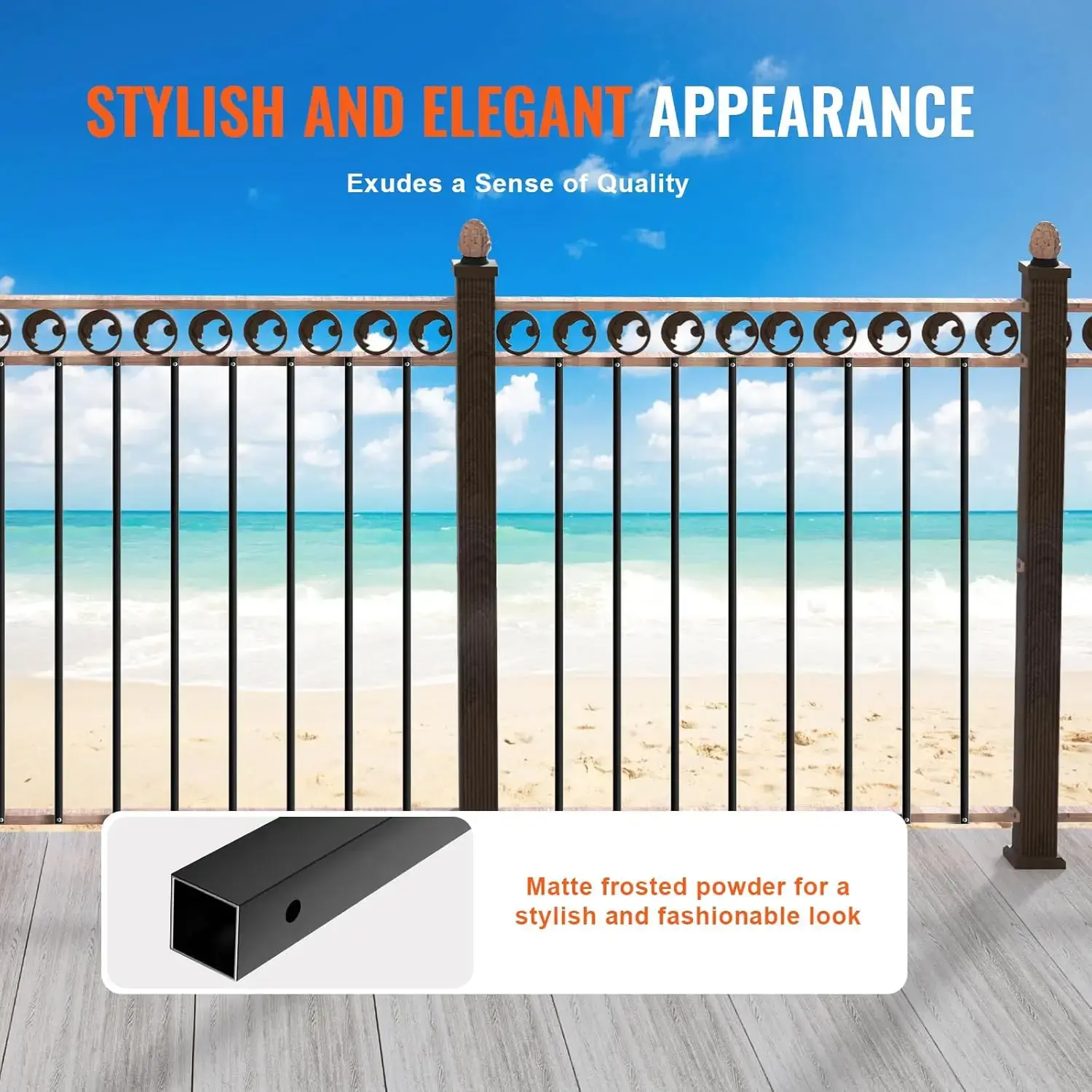 Staircase Metal Balusters, 44'' x 0.5'' Square Aluminum Alloy Decorative Banister Spindles, 31 Pack Deck Baluster with Screws