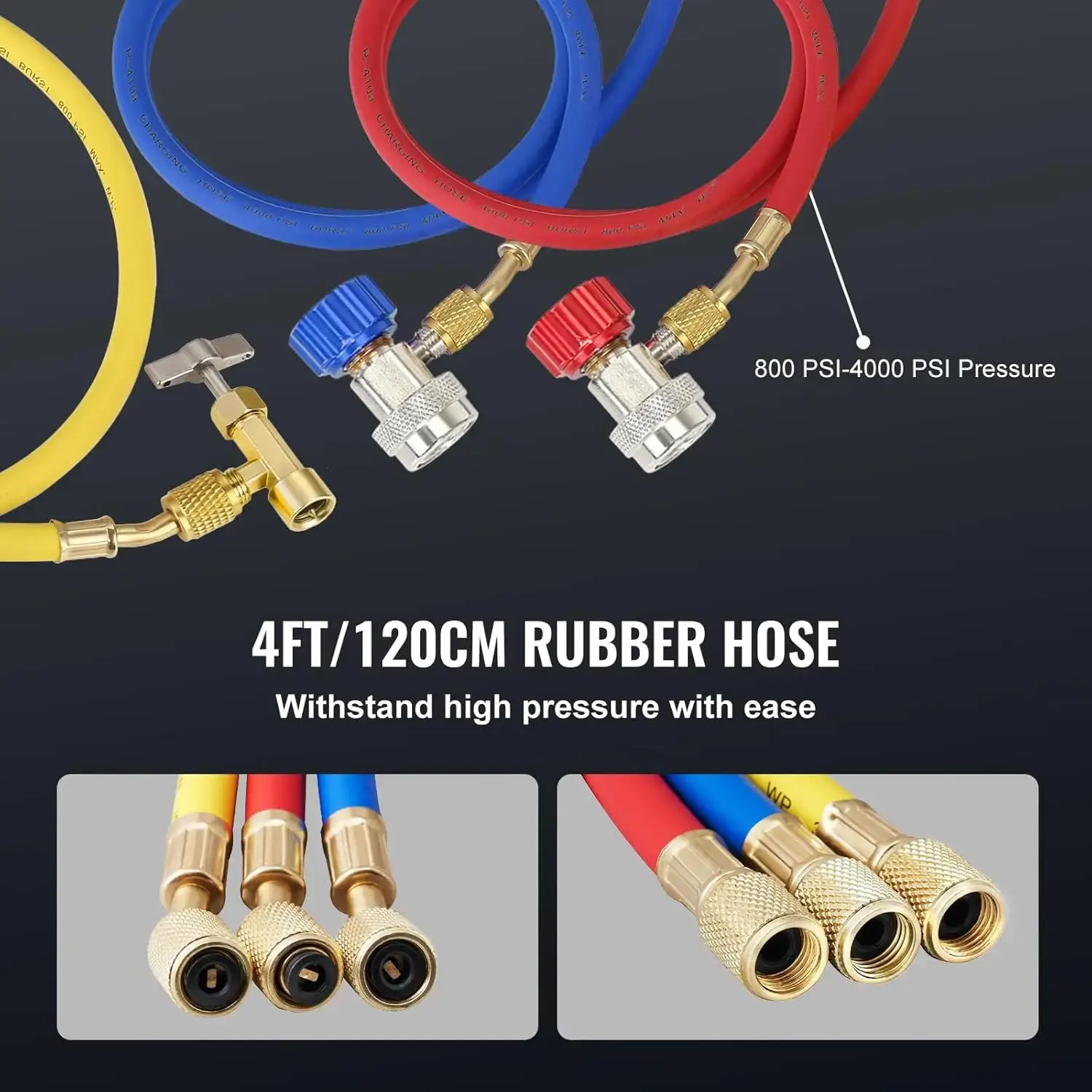 4 CFM Vacuum Pump and Gauge, 1-Stage Rotary Vane Air Vacuum Pump for HVAC/AUTO, AC Refrigerant Manifold Gauge Set