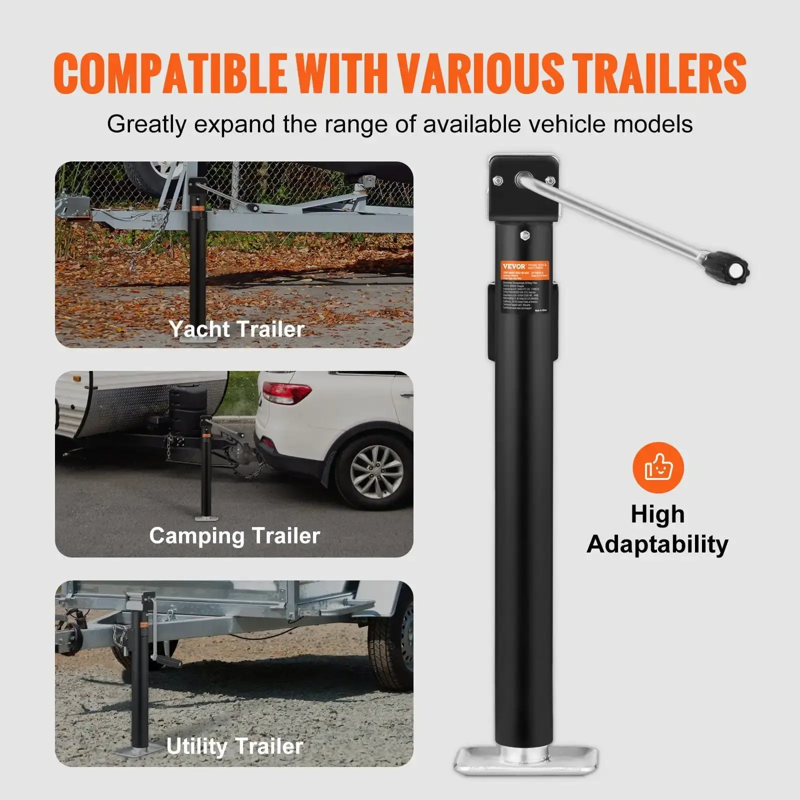 Trailer Jack, Trailer Tongue Jack Welding-on 5000 lb Weight Capacity, Stand with Handle for lifting RV.