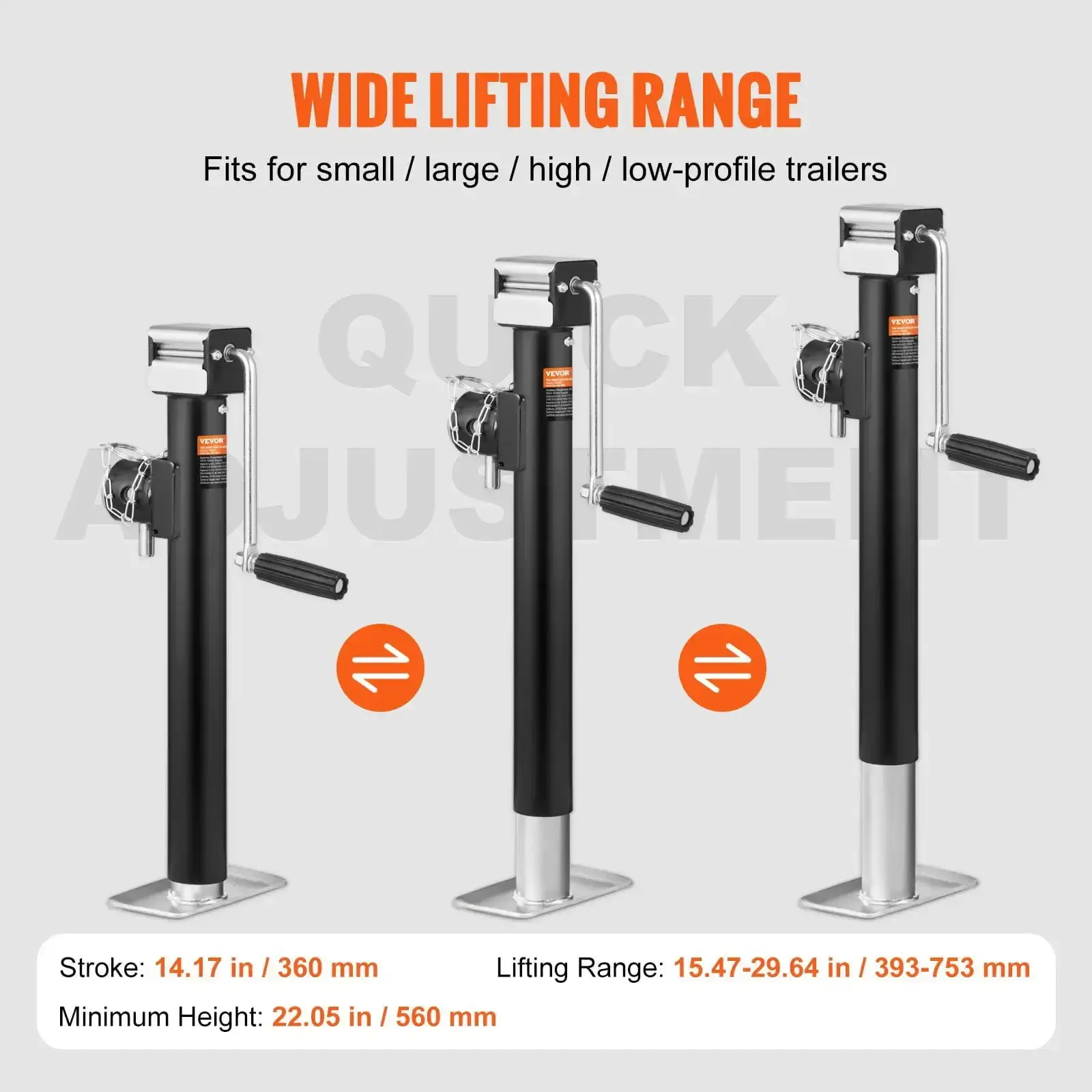 Trailer Jack, Trailer Tongue Jack Welding-on 5000 lb Weight Capacity, Stand with Handle for lifting RV.