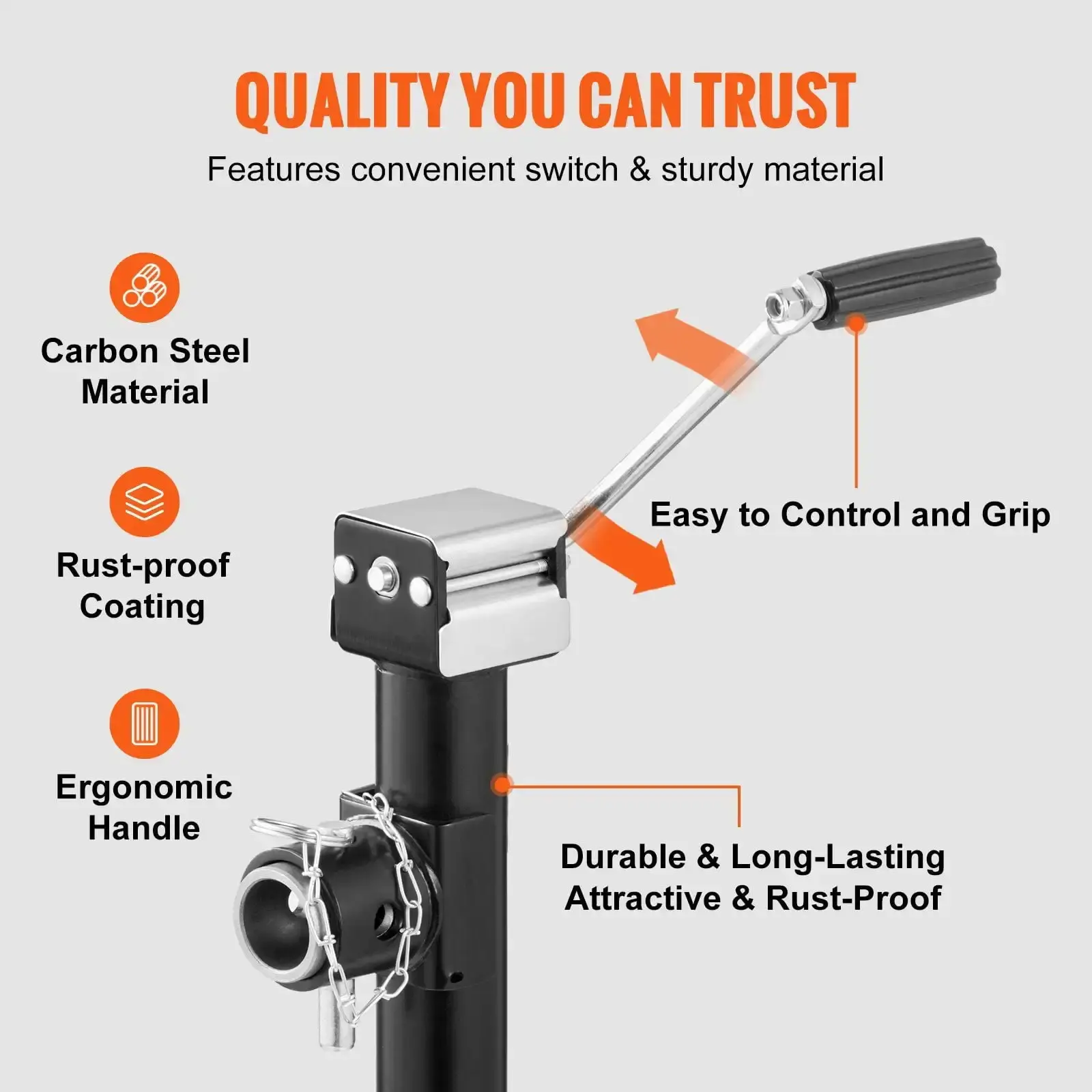 Trailer Jack, Trailer Tongue Jack Welding-on 5000 lb Weight Capacity, Stand with Handle for lifting RV.