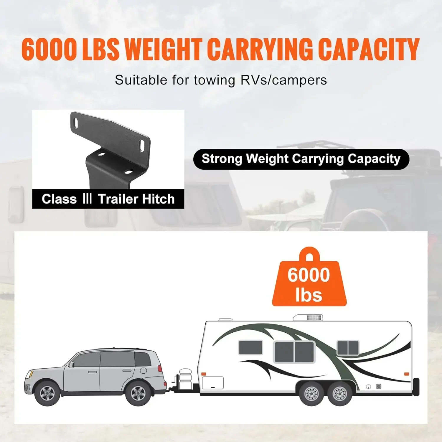 Class 3 Trailer Hitch, 2-Inch Receiver, Q455B Steel Tube Frame, Compatible with 2019-2023 Toyota RAV4, 6000 lbs