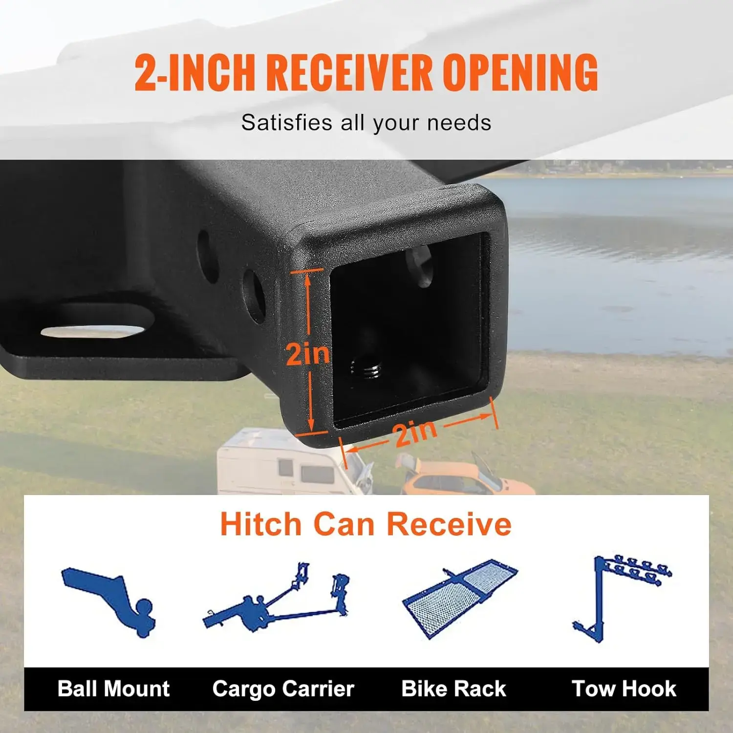 Class 3 Trailer Hitch, 2-Inch Receiver, Q455B Steel Tube Frame, Compatible with 2019-2023 Toyota RAV4, 6000 lbs