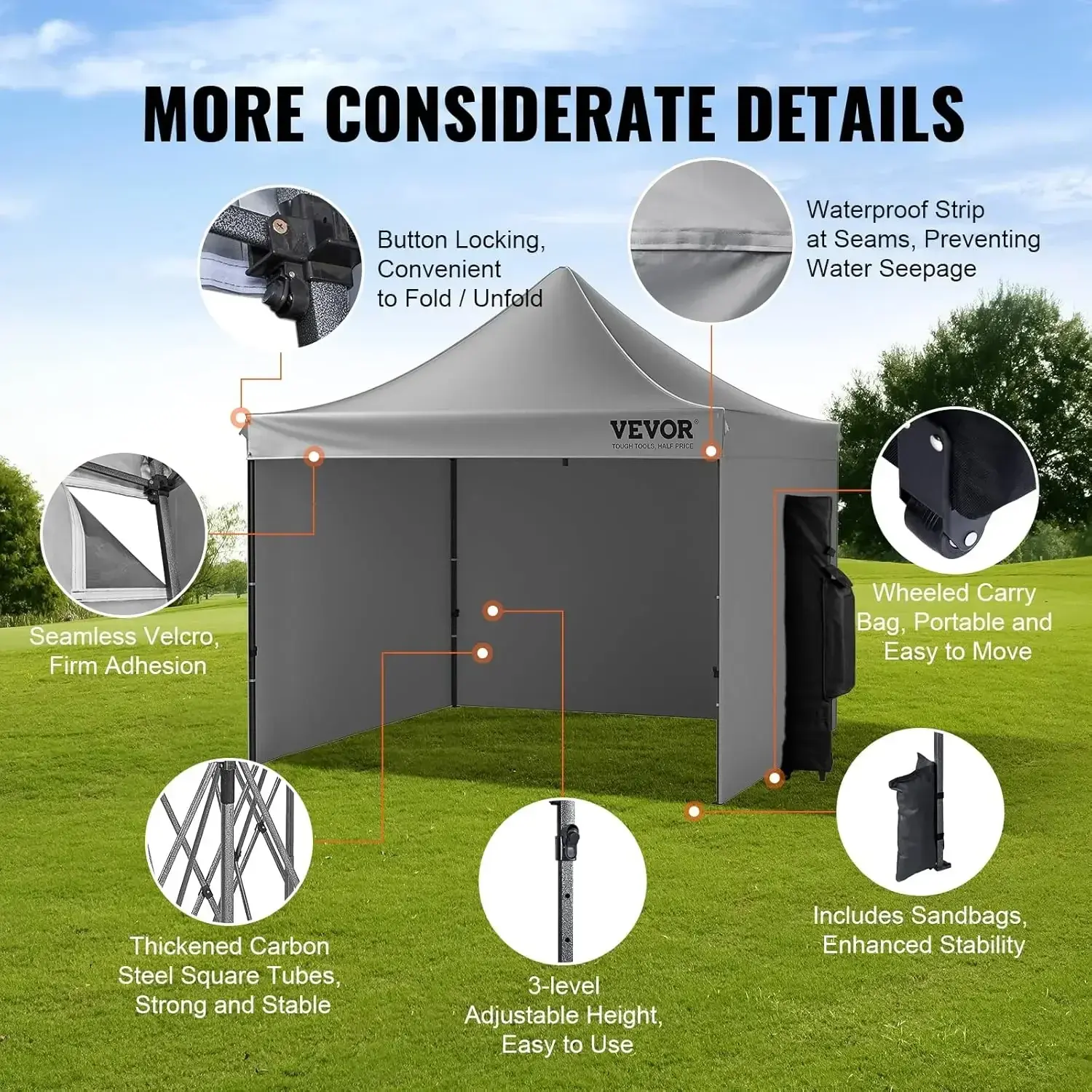 10x10 FT Pop up Canopy with Removable Sidewalls, Instant Canopies Portable Gazebo & Wheeled Bag, UV Resistant Waterproof