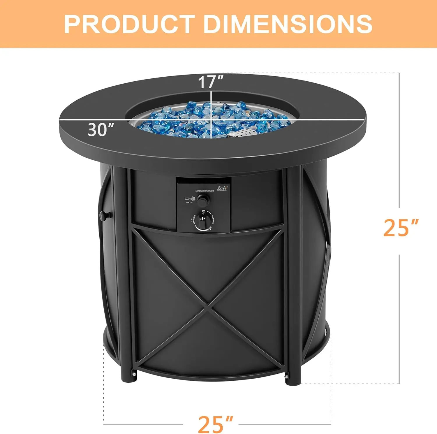 50000 BTU Propane Fire Pit for Outdoor, 30 in Fire Pit Table Outdoor, Round Firepits for Outside Backyard, Patio