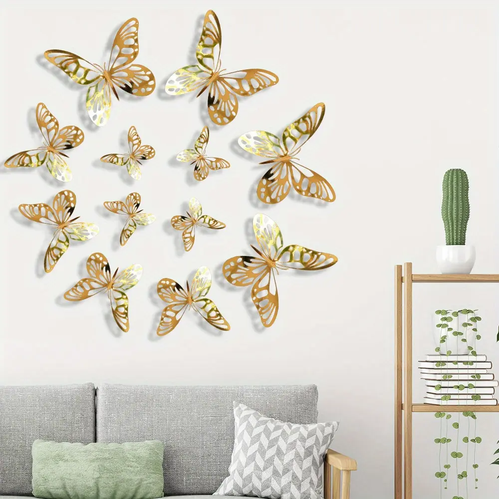 12 Pcs/Set 3D Wall Stickers Hollow Butterfly for Kids Rooms Home Wall Decor DIY Mariposas Fridge stickers Room Decoration