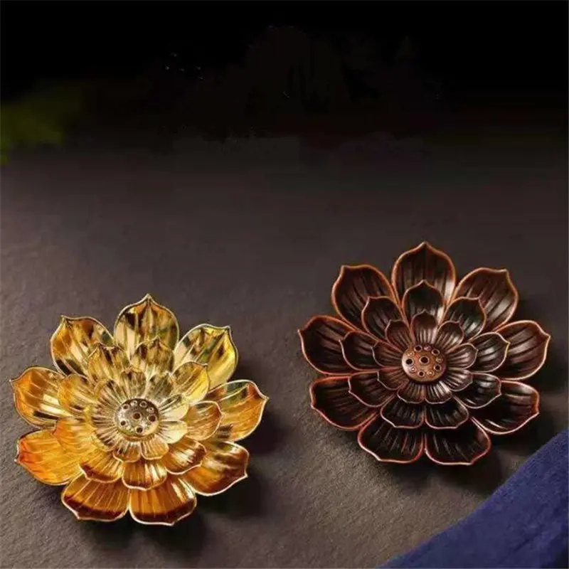 Alloy Incense Burner Stick Holder Buddhism Lotus Line Incense plate Sandalwood Coil Base Temples Yoga Studios Home Decoration