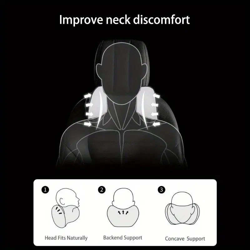 1pc Car Neck Headrest Pillow Accessories Cushion Auto Seat Head Support Neck Protector Automobiles Seat Neck Rest Memory Cotton