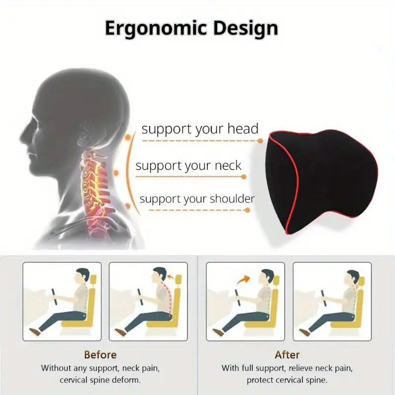 1pc Car Neck Headrest Pillow Accessories Cushion Auto Seat Head Support Neck Protector Automobiles Seat Neck Rest Memory Cotton