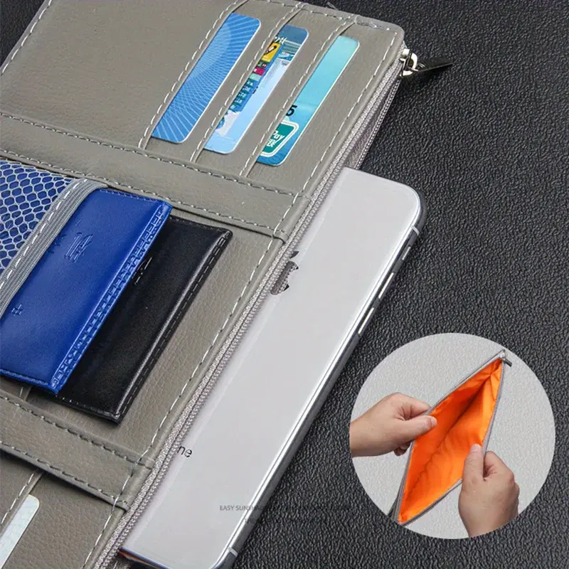 Car Sun Visor Organizer Multi-Pocket Auto Interior Accessories Pocket Organizer Car Document Storage Pouch Pen Holder