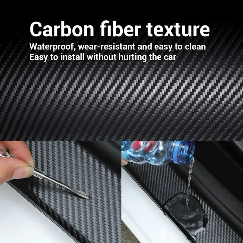 10/5M 3D karbon Fiber araba Sticker DIY macun koruyucu şerit otomatik kapı eşiği yan ayna Anti Scratch bant su geçirmez