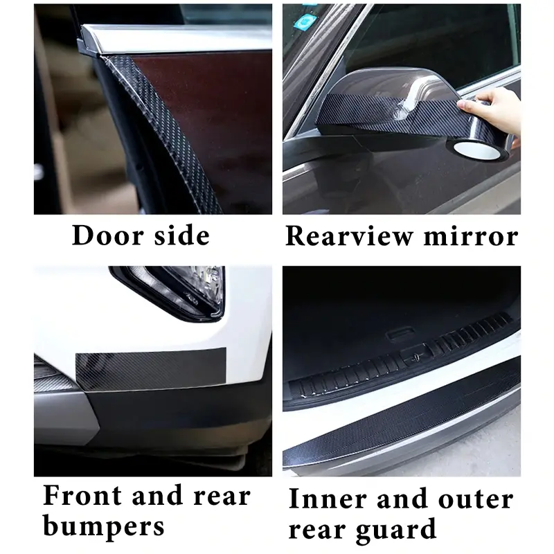 10/5M 3D karbon Fiber araba Sticker DIY macun koruyucu şerit otomatik kapı eşiği yan ayna Anti Scratch bant su geçirmez