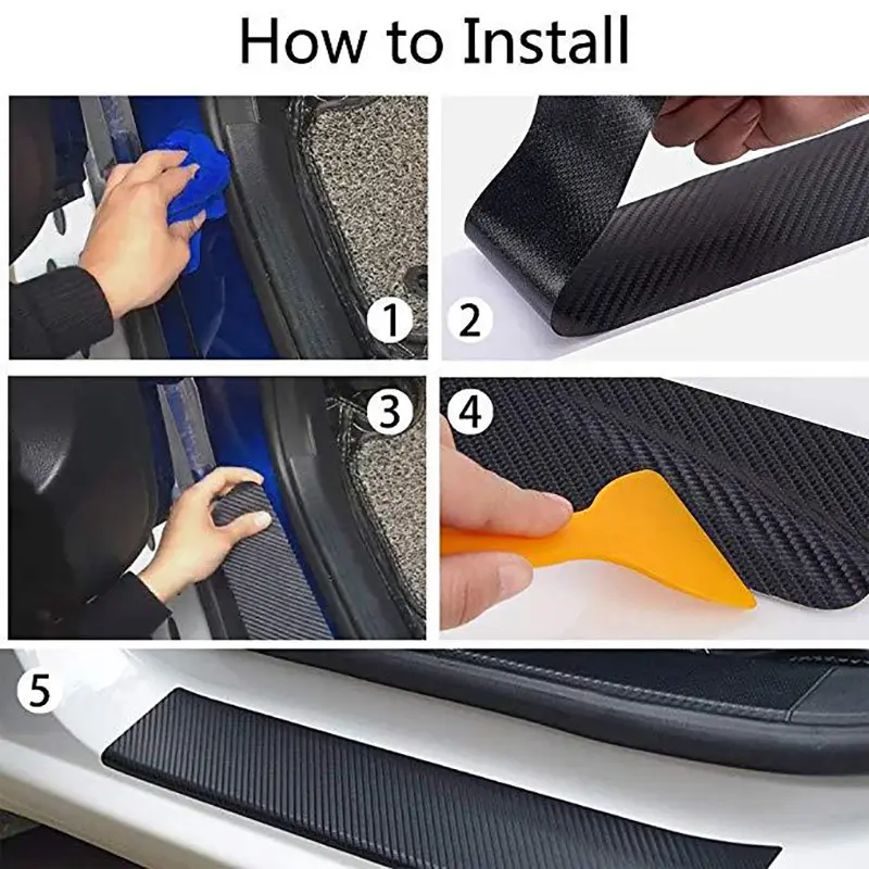 10/5M 3D karbon Fiber araba Sticker DIY macun koruyucu şerit otomatik kapı eşiği yan ayna Anti Scratch bant su geçirmez