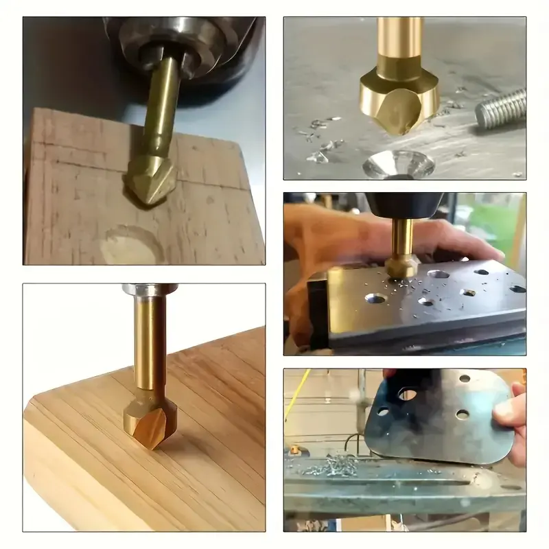 6pcs 90 Degree Three Blade Fully Ground Chamfering Tools HSS Countersink Drill Bit Set 6.3-20.5mm Woodworking Drilling Tool