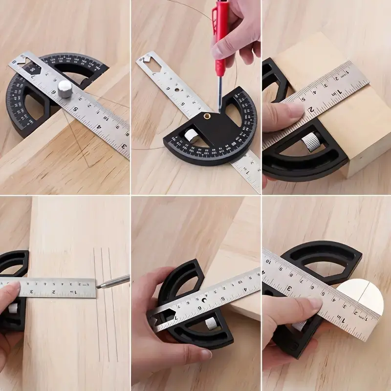 1pc 8/12 Inch Angle Ruler Adjustable Multi-Angle Ruler Metric & inch Right Protractor Tools T-Type Ruler Woodworking Accessories