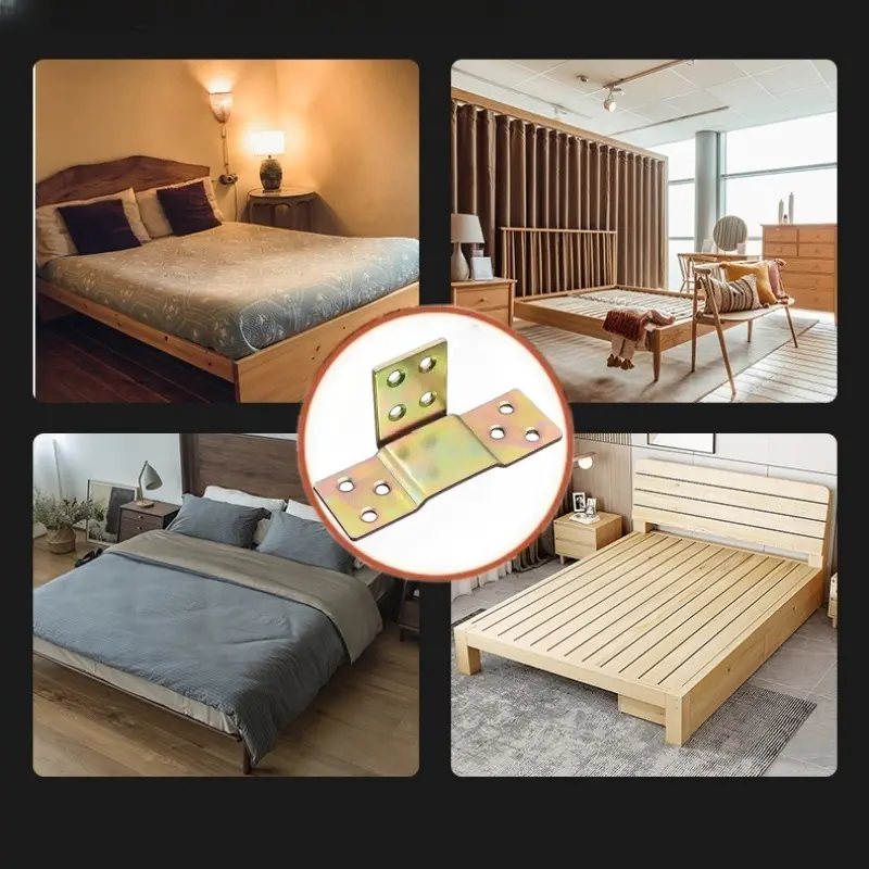 10 Set Bed Support Bed Closing Hinge L-shaped Bed Hooks Furniture Hardware Accessories For Wooden Beds DIY Installation Tools
