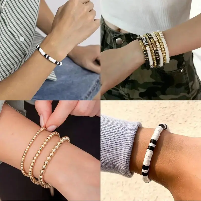 2420pcs/Set Black And White Clay Bead With Glass Spacer Beads Friendship Bracelet Making Kit For DIY Craft Jewelry Making