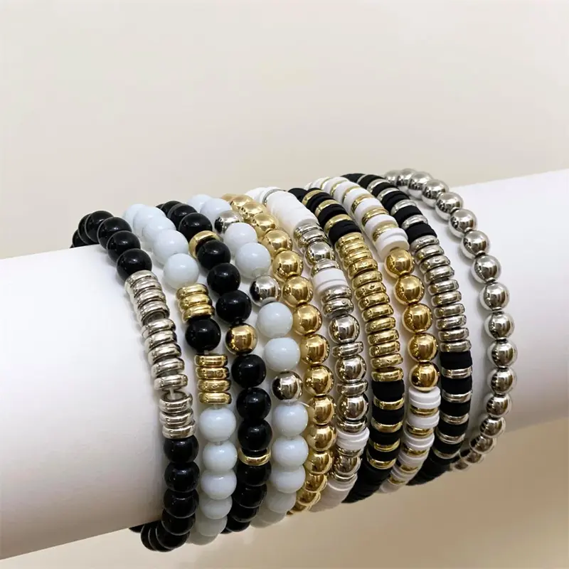 2420pcs/Set Black And White Clay Bead With Glass Spacer Beads Friendship Bracelet Making Kit For DIY Craft Jewelry Making