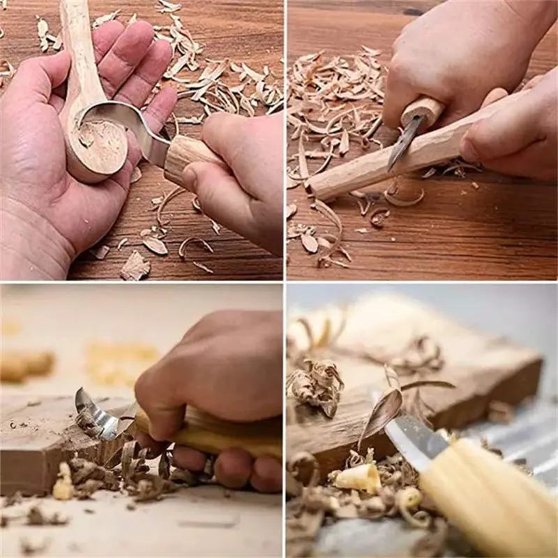 2pcs Wood Carving Tools Woodcarving Knife Chisel Woodworking Hand Tool DIY Spoon Carving Knife Woodcarving Tools Carving Set