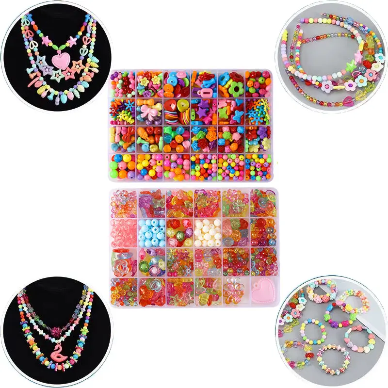 1 Set 24 Grid DIY Bracelet Making Kit Handmade Beads Toys For Children With Accessories Necklace Jewelry Making Creative Toys