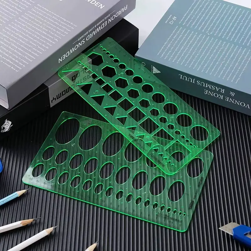 11pcs Geometric Hollow Out Painting Template Measuring Rulers Tailor Sewing Drafting Supplies School Stationery Building Tools