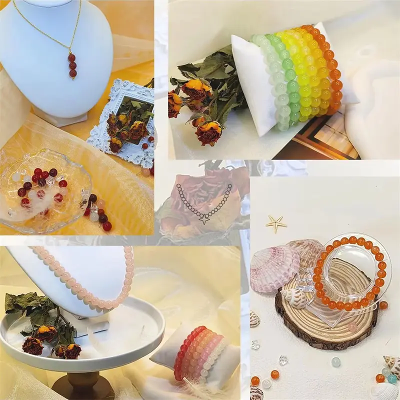 1 Set 48 Colors 8mm Round Spacer Colorful Glass Beads For Jewelry Making Bracelet Necklace Earrings DIY Craft Accessories
