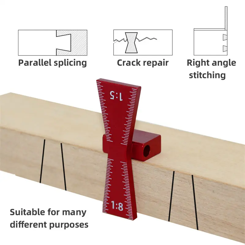 1pc Aluminum Alloy Woodworking Dovetail Marker Template 1:5 & 1:8 Wood Joint Gauge With Scale Dovetail Guide Tool Carpentry Tool