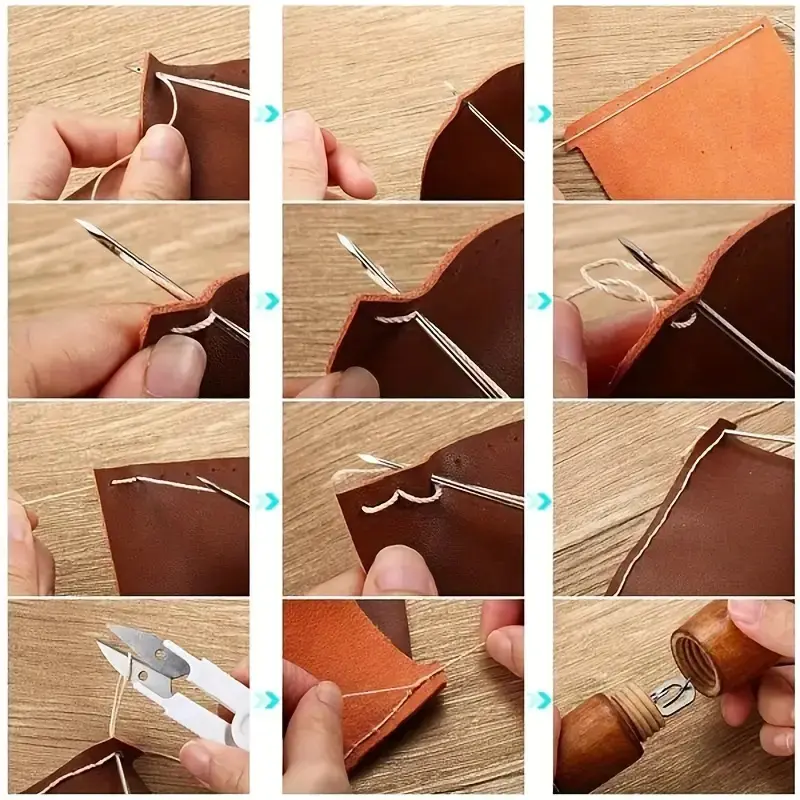 1Set Leather Sewing Stitching Tools DIY Hand Sewing Machine Waxed Thread Leather Craft Edge Stitching Belt Strips Shoemaker Tool