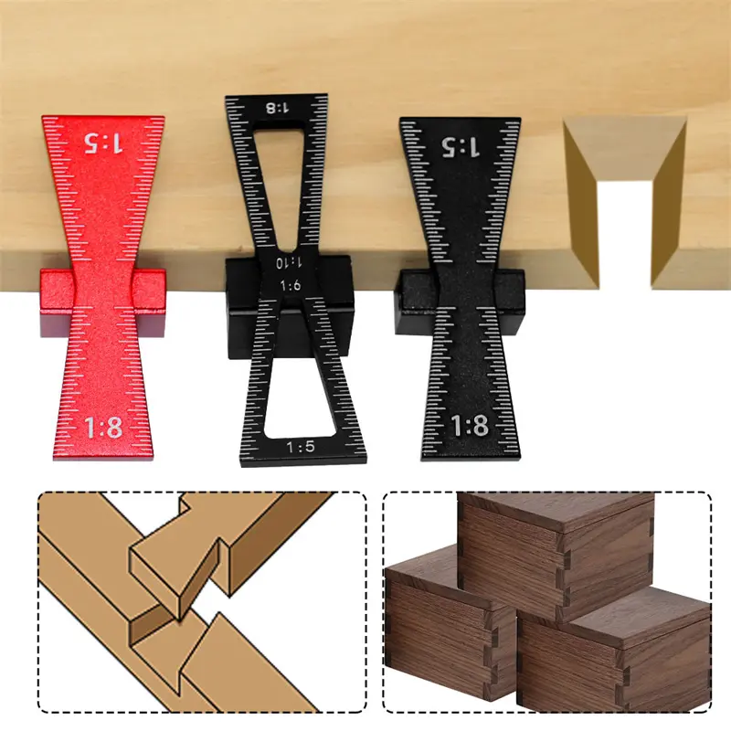 1pc Aluminum Alloy Woodworking Dovetail Marker Template 1:5 & 1:8 Wood Joint Gauge With Scale Dovetail Guide Tool Carpentry Tool