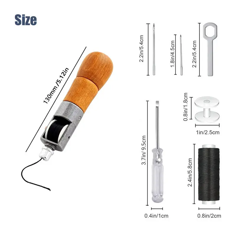1Set Leather Sewing Stitching Tools DIY Hand Sewing Machine Waxed Thread Leather Craft Edge Stitching Belt Strips Shoemaker Tool