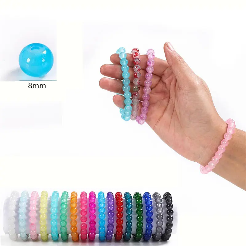 1 Set 48 Colors 8mm Round Spacer Colorful Glass Beads For Jewelry Making Bracelet Necklace Earrings DIY Craft Accessories