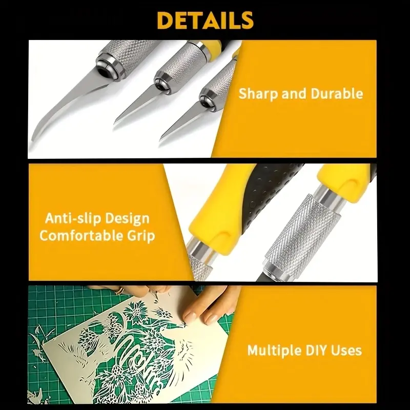 30pcs/Set Paper Cuttings Carving Knife Precision SK5 Blade TPR Non-slip Handle With Replacement Blades DIY Hand Tools Kits