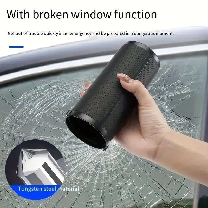 1pc Multifunction Car Tissue Box Storage Holder Auto Round Paper Tube Dispenser Safety Broken Window Auto Interior Accessories