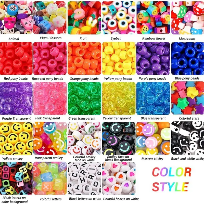 DIY Jewelry Making Kit Pony Beads Letter Smiley Face Beads With Elastic Rope And Tweezers For Making Bracelets Necklaces Crafts