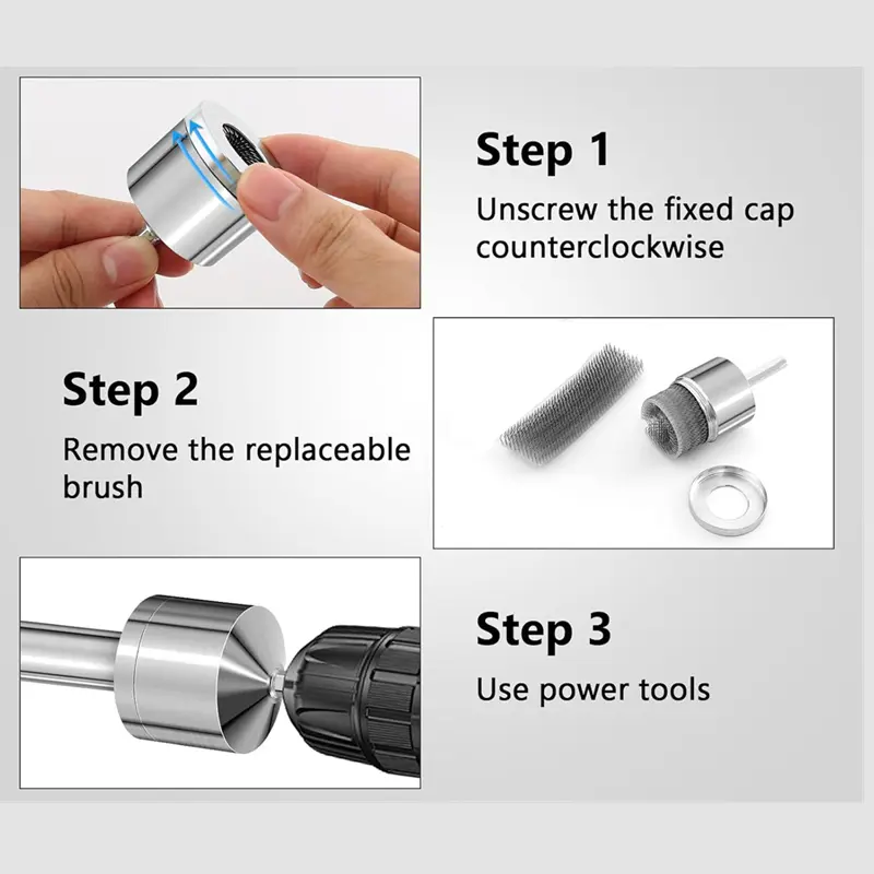 1pc 15/22mm Copper Tube Cleaning Brush Multi-Purpose Plumbing Pipe Power Drill Metal Cleaning Tools With 1 Replace Brush