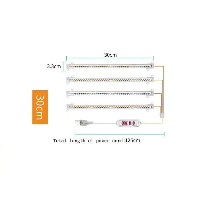 1/2/3/4Head 30cm Full Spectrum LED Plant Grow Lights With Auto Timer And Dimmable Function For Indoor Plants Greenhouse Seedling